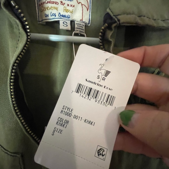 🆕NWT Free People x Sandrine Rose Très Cool Army Green Jumpsuit Size S - Picture 8 of 12